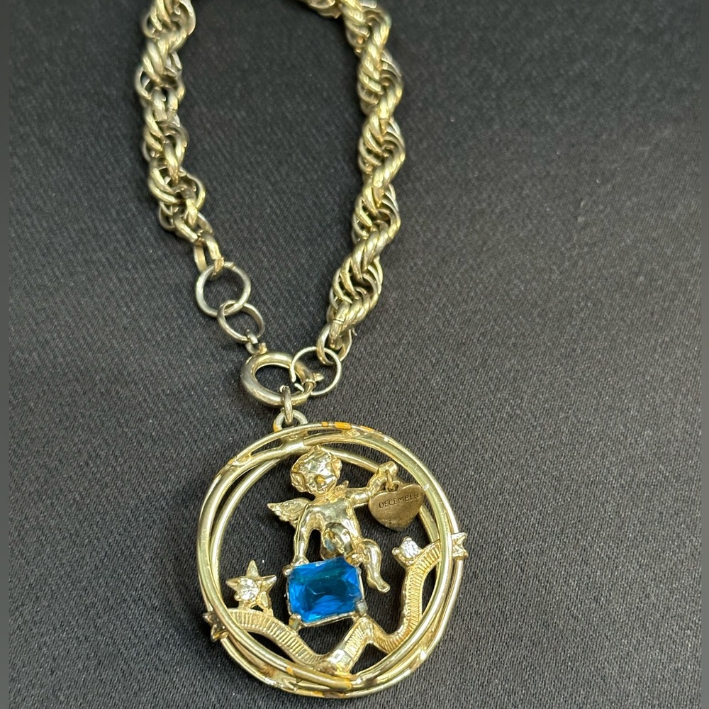 Vintage Coro December Birthday Charm Bracelet